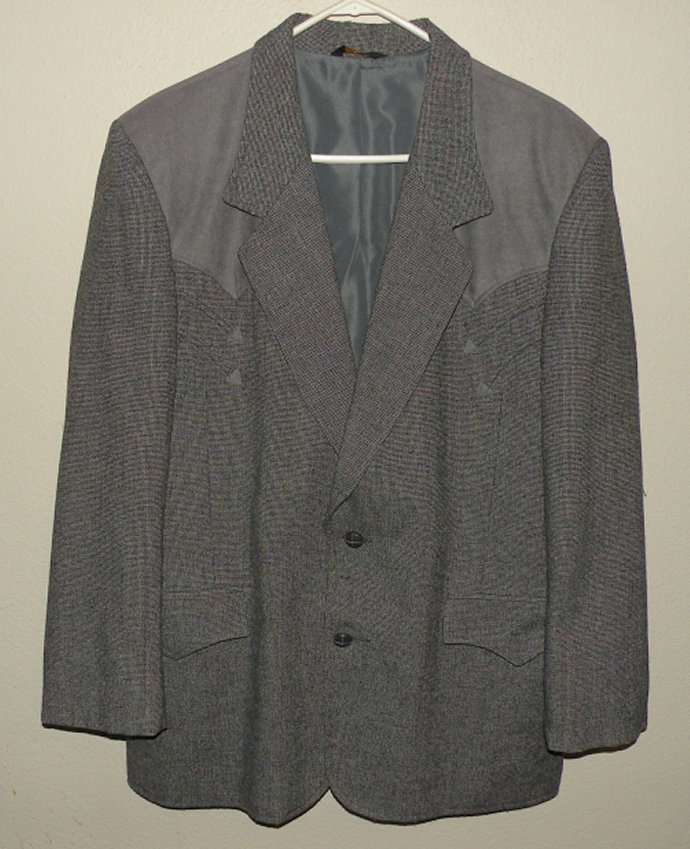 Pioneer Wear Men’s 46 Western Jacket Blazer Wool Blend Gray Felt Yoke USA